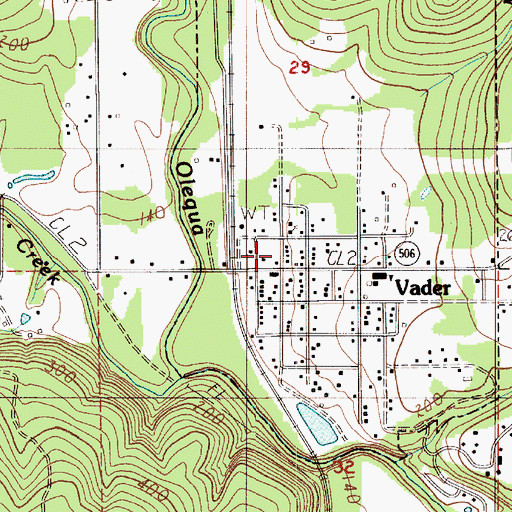 Topographic Map of Vader, WA