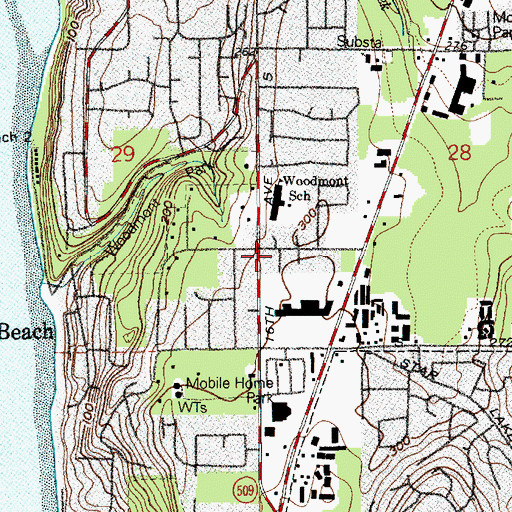 Topographic Map of Woodmont Beach, WA