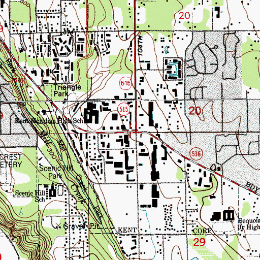 Topographic Map of East Hill Center, WA