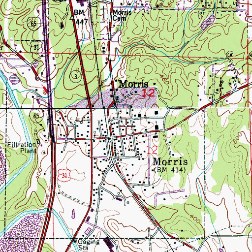 Topographic Map of Morris United Methodist Church, AL