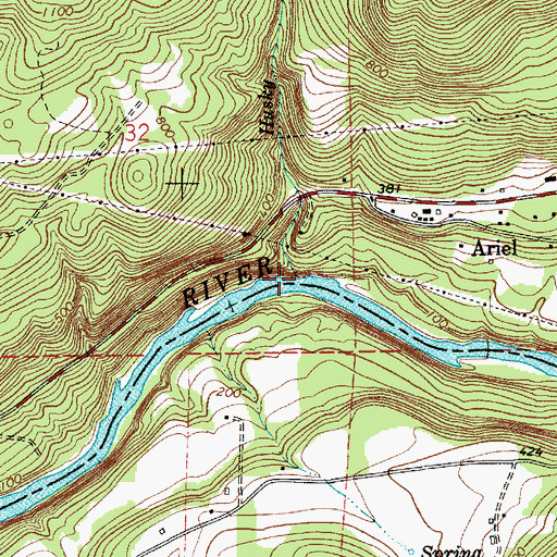 Topographic Map of Husky Creek, WA