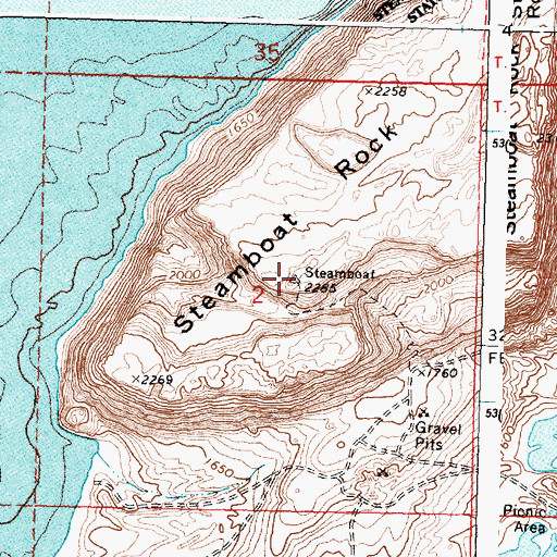 Topographic Map of Steamboat Rock, WA