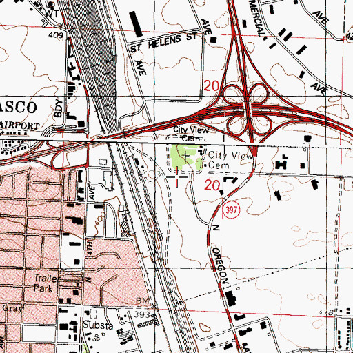 Topographic Map of City View Cemetery, WA