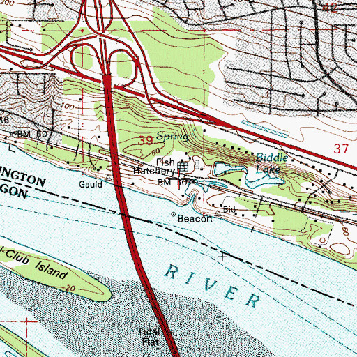 Topographic Map of Love Creek, WA