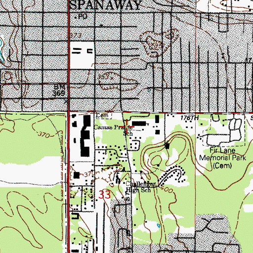 Topographic Map of Camas Prairie Elementary School, WA
