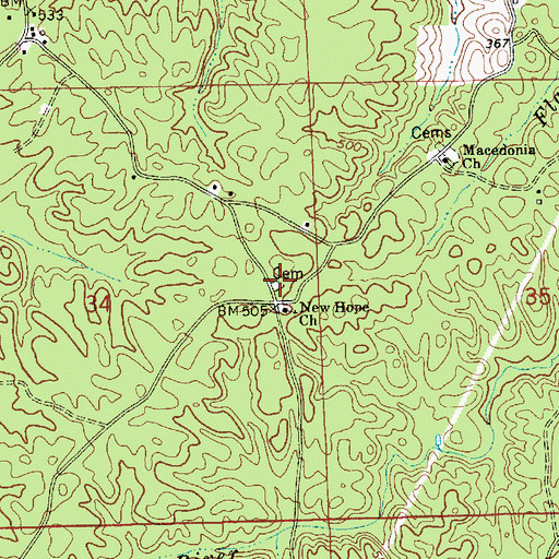 Topographic Map of New Hope Cemetery, AL