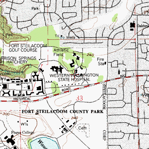 Topographic Map of Oak Grove Elementary School, WA