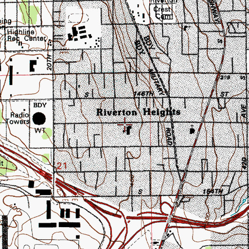 Topographic Map of Riverton Heights Elementary School, WA
