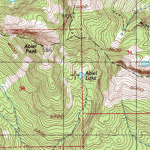 Topographic Map of Abiel Lake, WA
