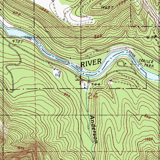 Topographic Map of Anderson Creek, WA