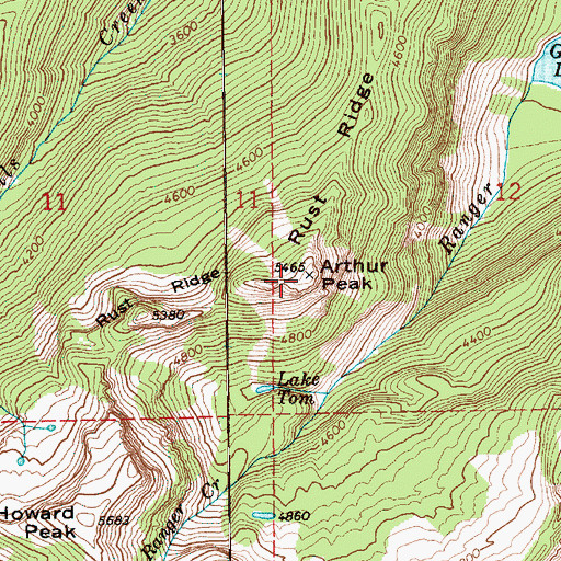 Topographic Map of Arthur Peak, WA