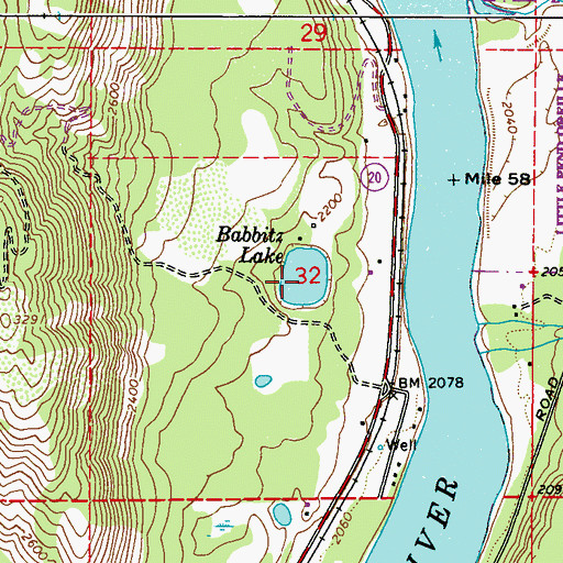 Topographic Map of Babbitz Lake, WA