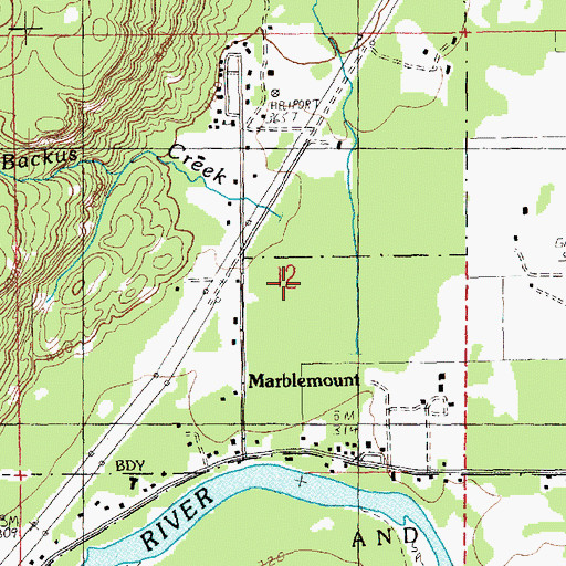 Topographic Map of Backus Creek, WA