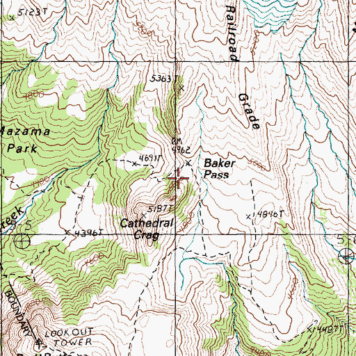 Topographic Map of Baker Pass, WA