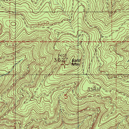 Topographic Map of Bald Mountain, WA
