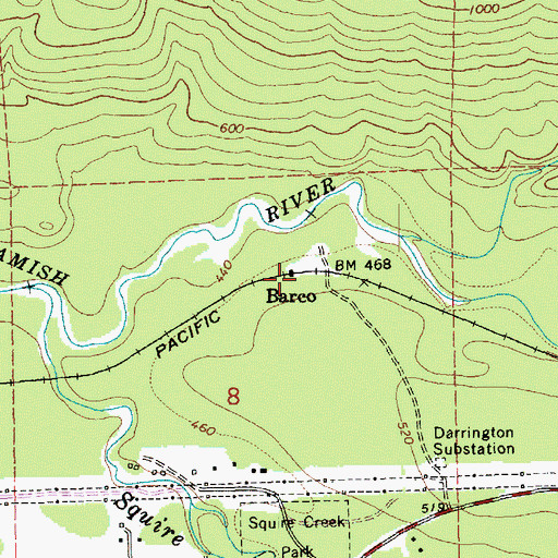 Topographic Map of Barco, WA
