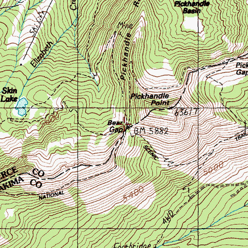 Topographic Map of Bear Gap, WA