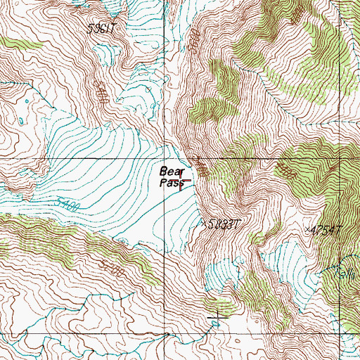 Topographic Map of Bear Pass, WA