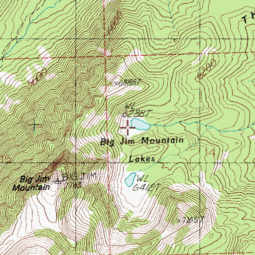 Topographic Map of Big Jim Mountain Lakes, WA