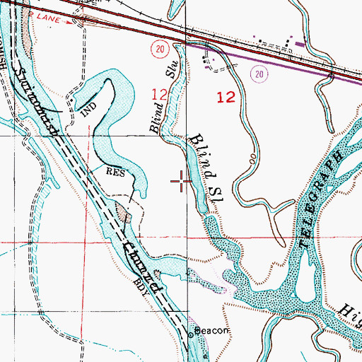 Topographic Map of Blind Slough, WA
