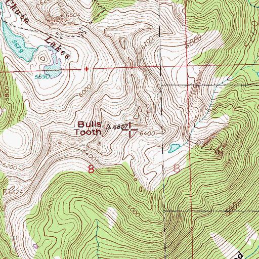 Topographic Map of Bulls Tooth, WA