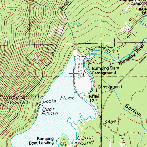 Topographic Map of Bumping Dam Campground, WA