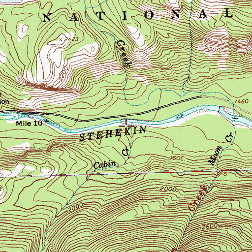 Topographic Map of Cabin Creek, WA