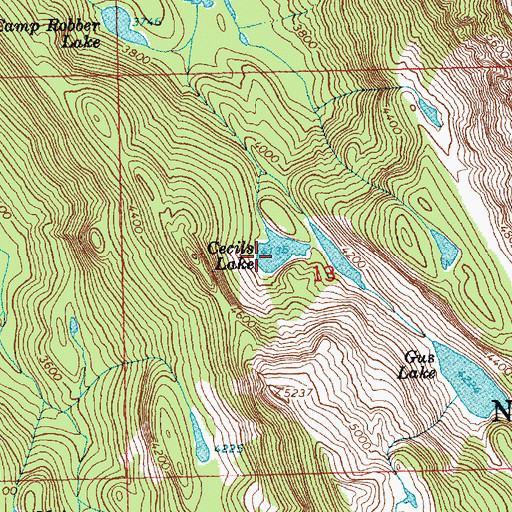 Topographic Map of Cecils Lake, WA