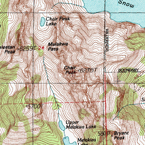 Topographic Map of Chair Peak, WA