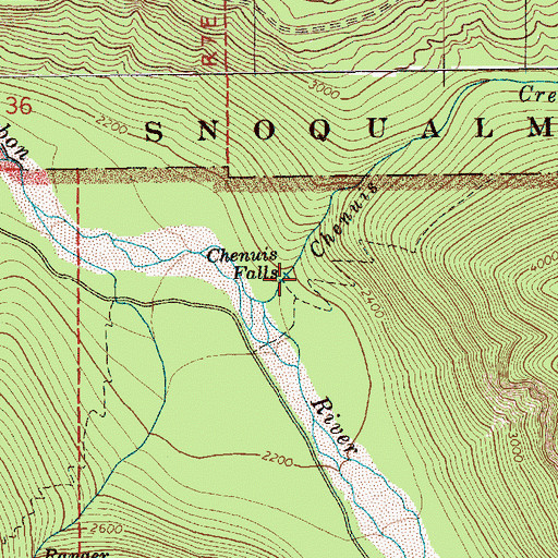 Topographic Map of Chenuis Falls, WA