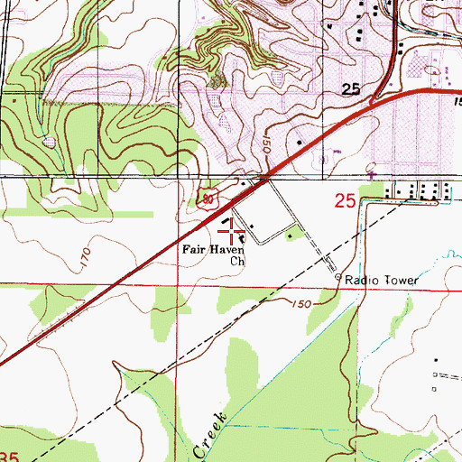 Topographic Map of Fairhaven Baptist Church, AL