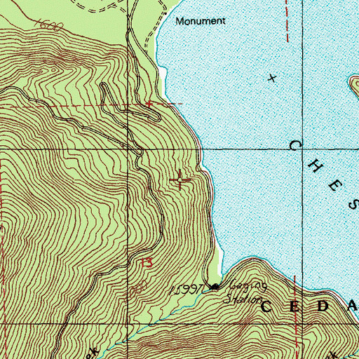 Topographic Map of Chester Morse Monument, WA