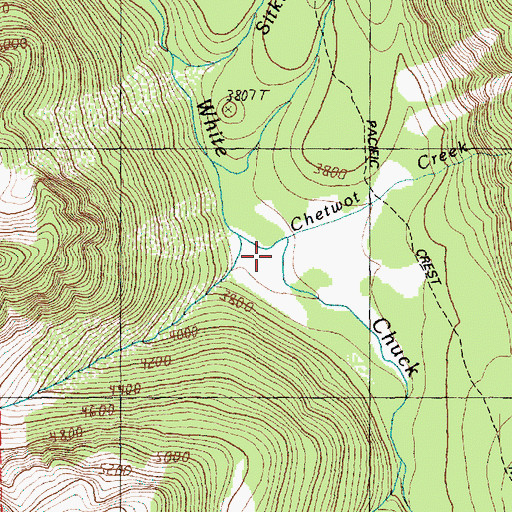 Topographic Map of Chetwot Creek, WA