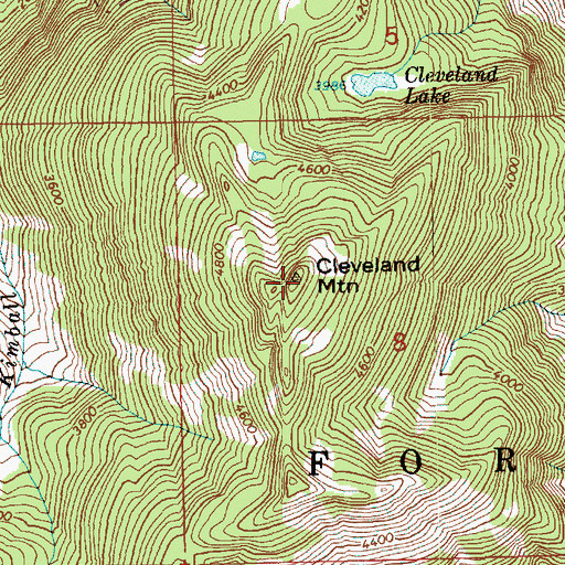 Topographic Map of Cleveland Mountain, WA