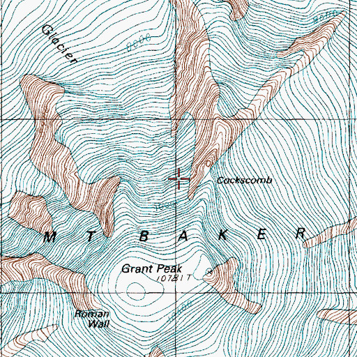 Topographic Map of Cockscomb, WA