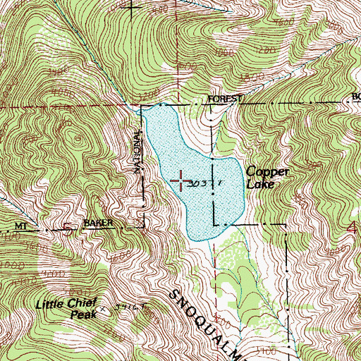 Topographic Map of Copper Lake, WA