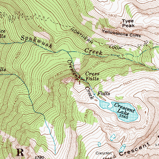 Topographic Map of Cress Falls, WA