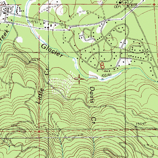 Topographic Map of Davis Creek, WA