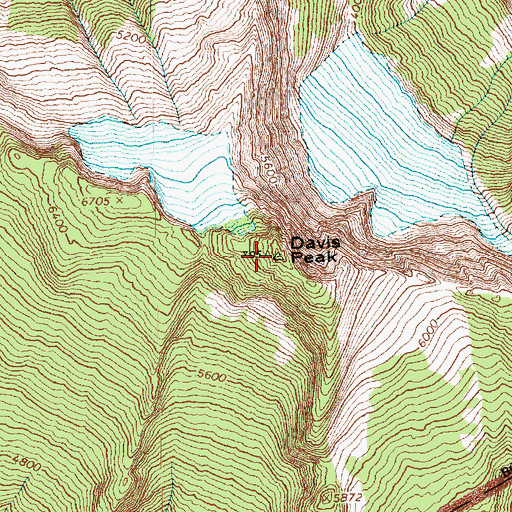 Topographic Map of Davis Peak, WA
