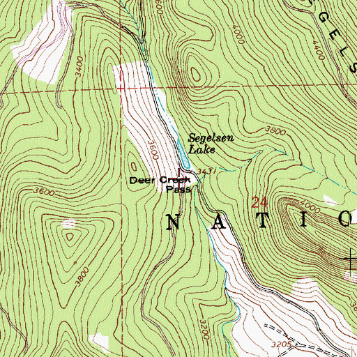 Topographic Map of Deer Creek Pass, WA