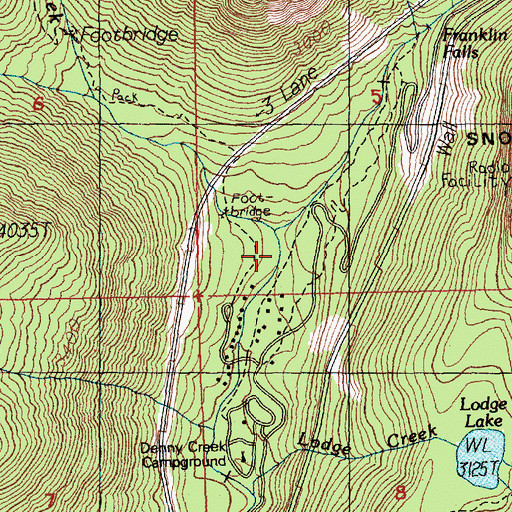 Topographic Map of Denny Creek, WA