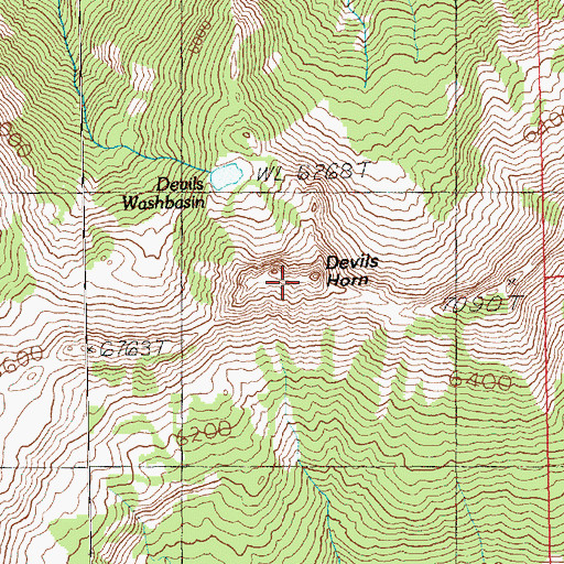 Topographic Map of Devils Horn, WA