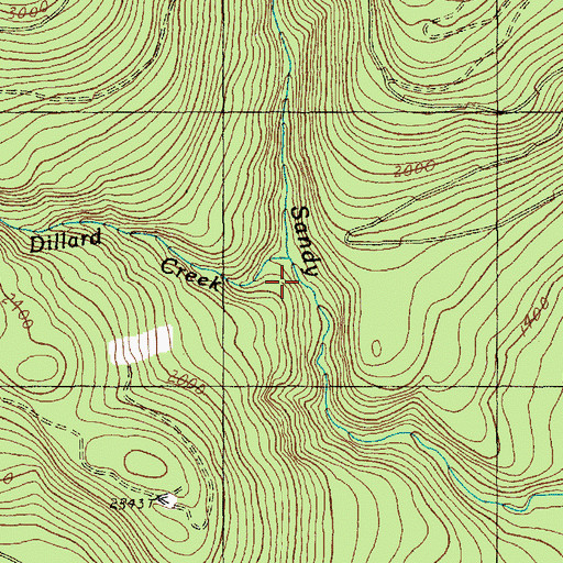 Topographic Map of Dillard Creek, WA