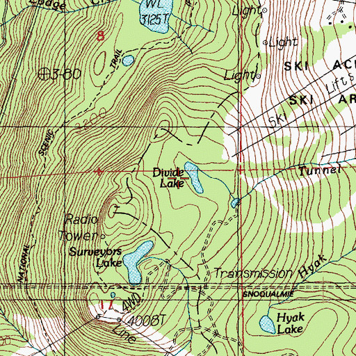 Topographic Map of Divide Lake, WA