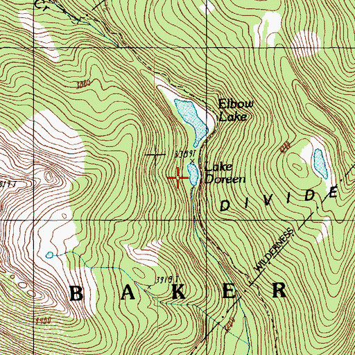 Topographic Map of Lake Doreen, WA