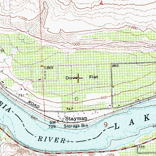 Topographic Map of Dover Flat, WA
