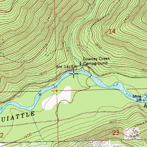 Topographic Map of Downey Creek, WA