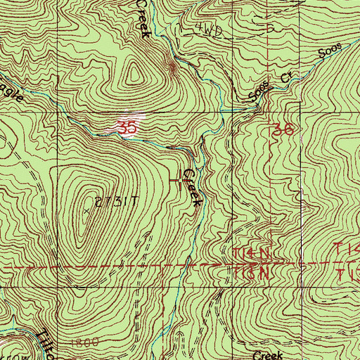 Topographic Map of Eagle Creek, WA
