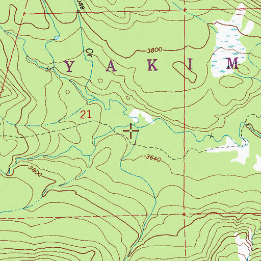 Topographic Map of Elkhorn Creek, WA