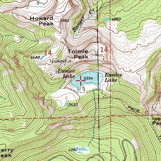 Topographic Map of Eunice Lake, WA